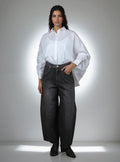 Wide Leg Denim Jeans in Washed Black